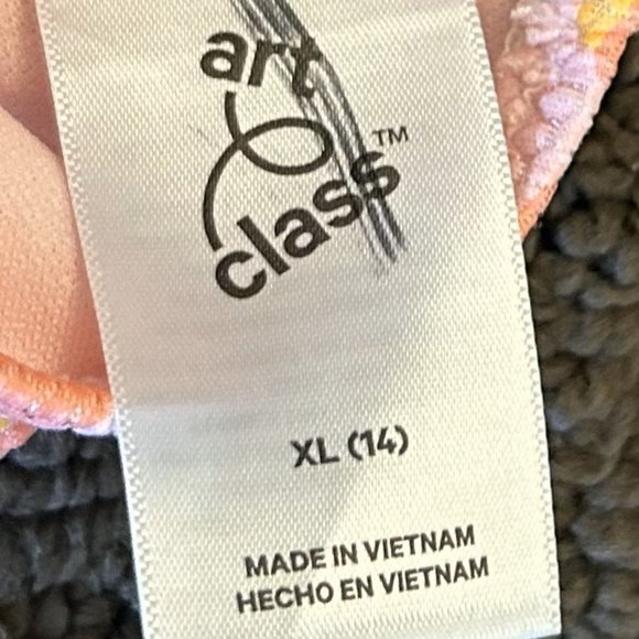 Art Class Teen Girls Pink Animal Print Wireless Tie Swim Top XL (14) - Picture 3 of 3